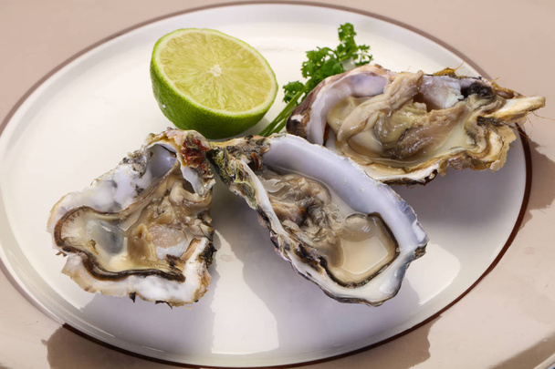 Oysters with lime and parsley - Photo, Image