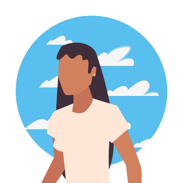 woman avatar character with sky background - Vector, Image