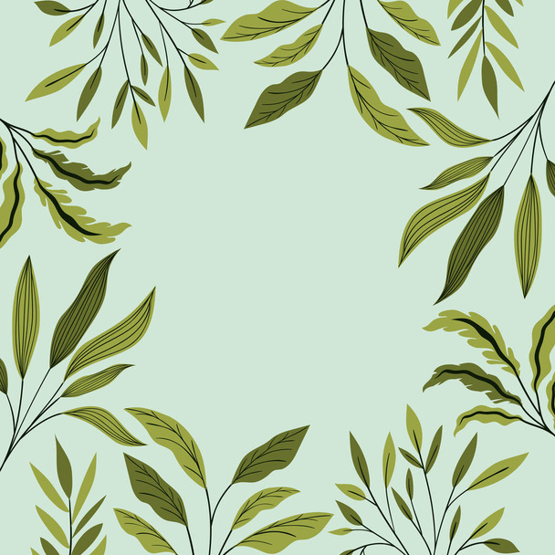 green leafs natural frame decoration - Vector, Image