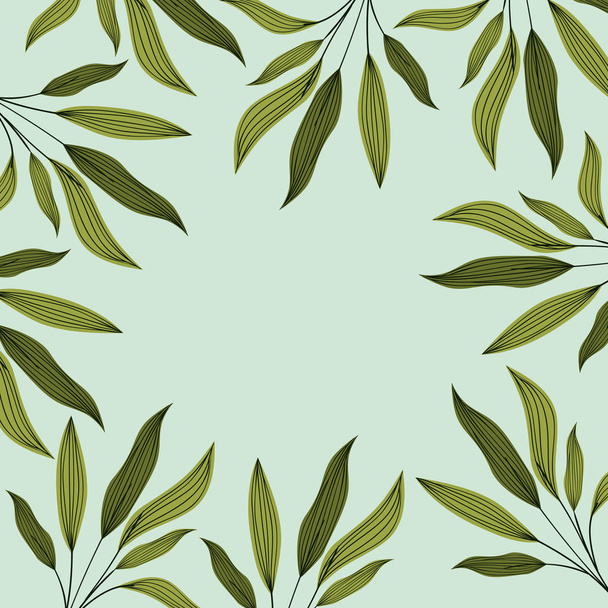 緑の葉自然なフレームの装飾 - ベクター画像