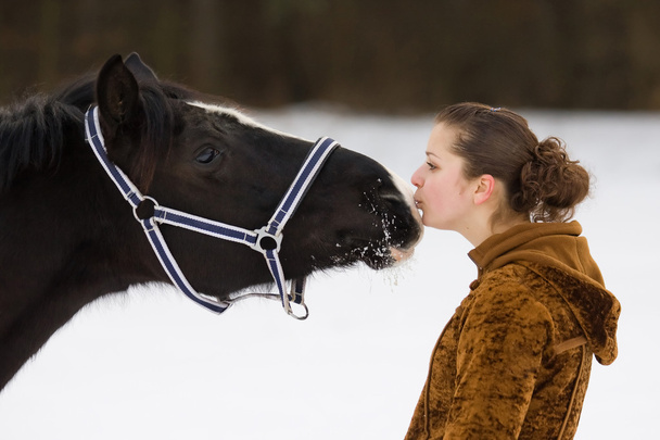 Girl and horse - Φωτογραφία, εικόνα