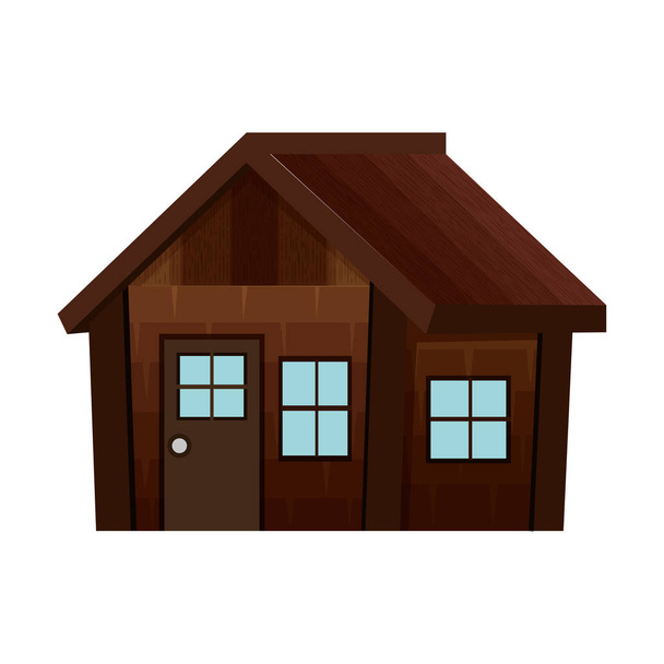 casa cabaña de madera aislado icono
 - Vector, Imagen