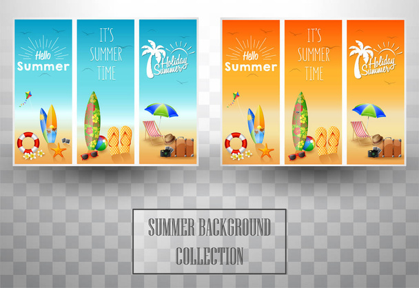 Beautiful summer beach background collections - Vector, Image