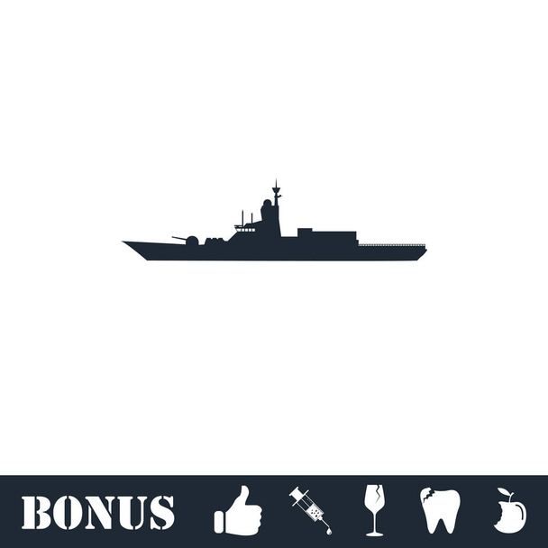 軍艦アイコン フラット - ベクター画像