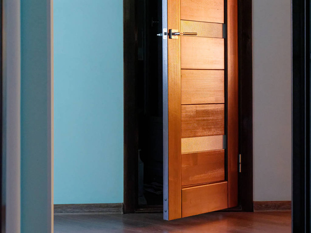 interior wood doors with a metal handle - Photo, Image