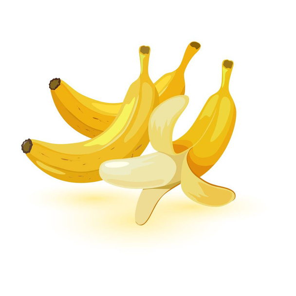 漫画のベクトル画像は黄色と皮をむいたバナナを示しています - ベクター画像