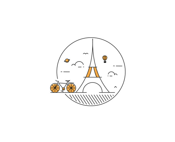 París, Torre Eiffel, Dibujos animados de París, postal, Line art vecto
 - Vector, imagen