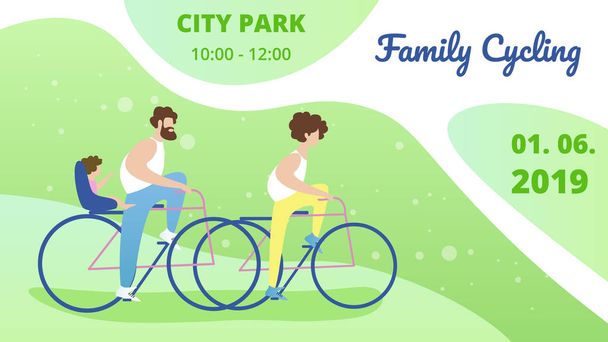 Invitación del folleto para divertirse Parque Ciclismo Familiar
. - Vector, imagen