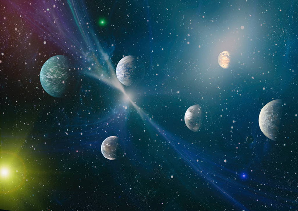 planeetat, tähdet ja galaksit ulkoavaruudessa osoittavat avaruustutkimuksen kauneuden. NASAn toimittamat tiedot - Valokuva, kuva