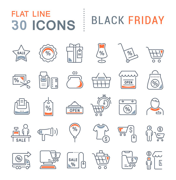 Set Vector Line Icons of Black Friday - Vector, Image