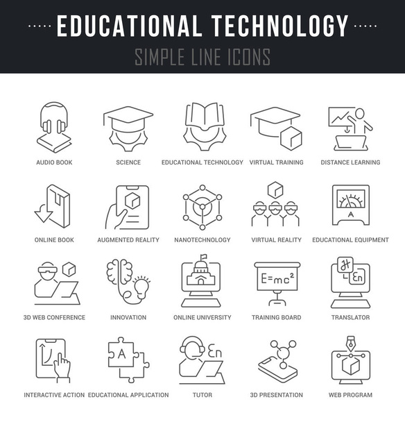 Set Vector Line Icons der Bildungstechnologie - Vektor, Bild