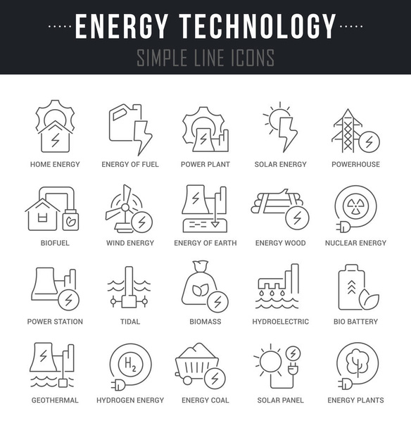 Set Vector Line Iconos de Tecnología Energética
 - Vector, Imagen