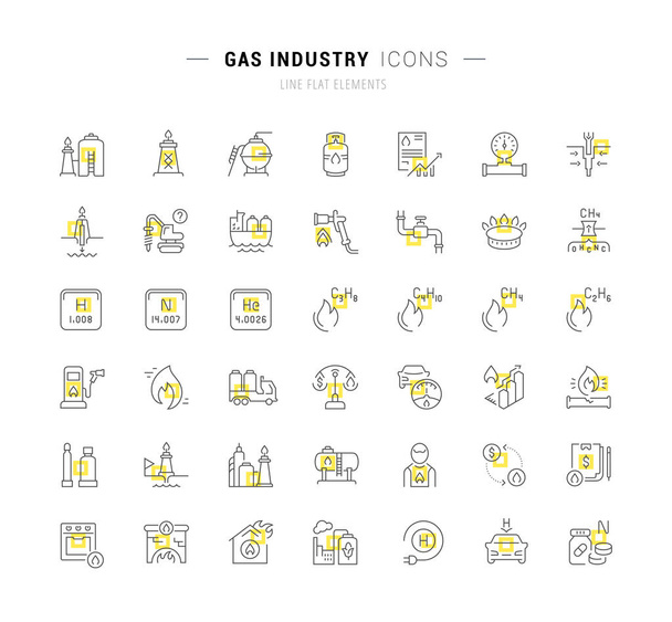 Vector lijn iconen van de gasindustrie instellen - Vector, afbeelding