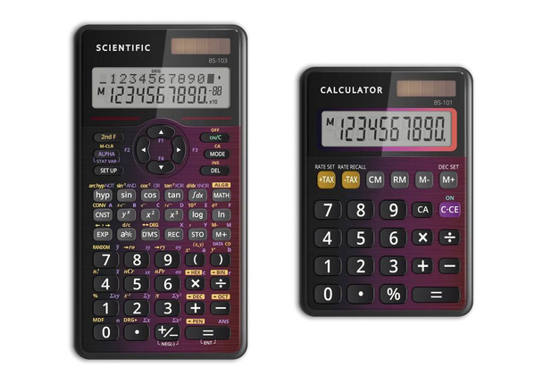 Реалістичні наукові та прості калькулятори з сонячними елементами
 - Вектор, зображення