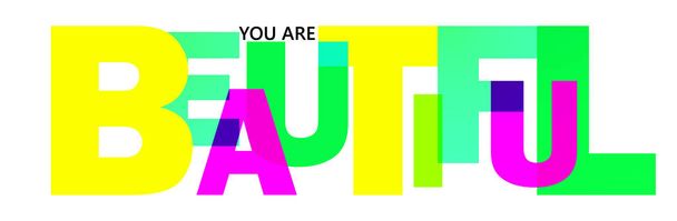 the word beautiful is written in letters of different colors and different sizes. lettering - Vector, Image