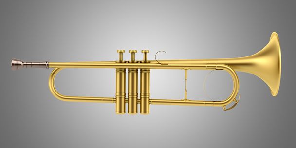 sárgaréz trombita elszigetelt szürke háttér - Fotó, kép