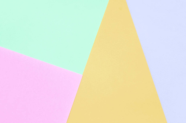 Texture background of fashion pastel colors. Pink, violet, orange and blue geometric pattern papers. - 写真・画像