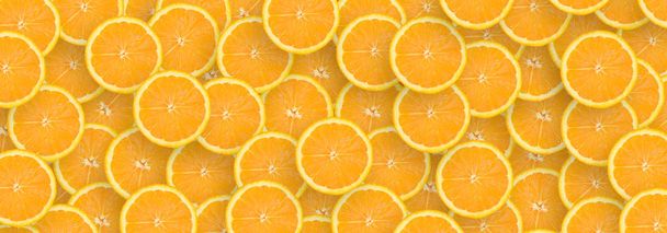 Patrón de rodajas de cítricos de naranja. Cítricos plano laico
 - Foto, imagen