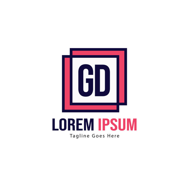 Początkowy szablon logo GD z nowoczesną ramą. Minimalistyczny GD litera logo wektor - Wektor, obraz