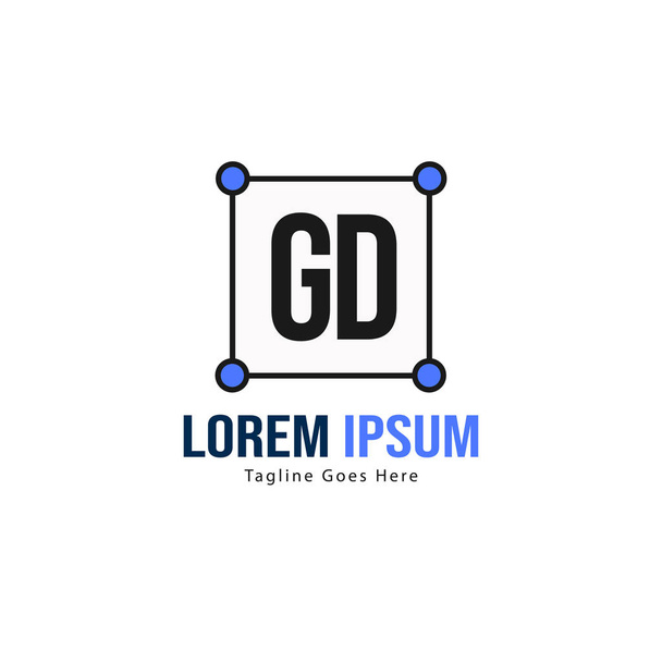 Modello iniziale di logo GD con cornice moderna. Illustrazione minimalista del vettore del logo della lettera GD
 - Vettoriali, immagini