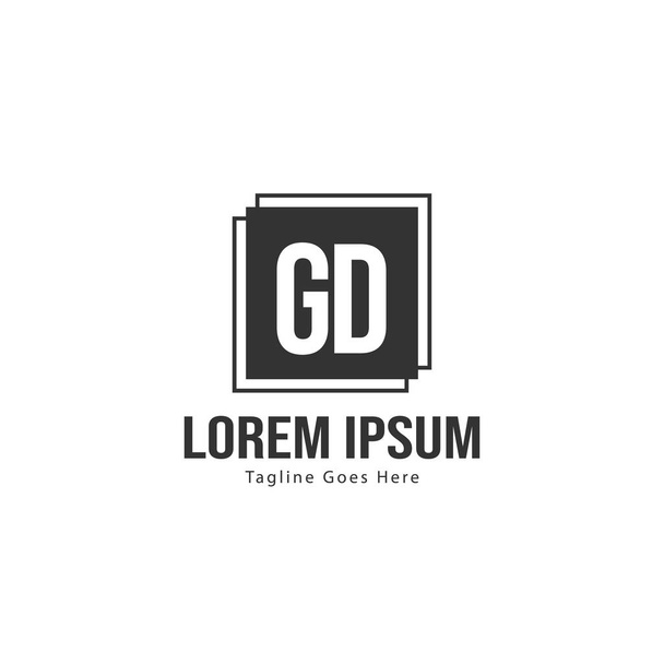 Modern çerçeveile ilk Gd logo şablonu. Minimalist Gd harf logo vektör illüstrasyon - Vektör, Görsel