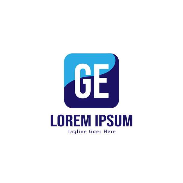Initial GE logo template with modern frame. Minimalist GE letter logo vector illustration - Vector, Image
