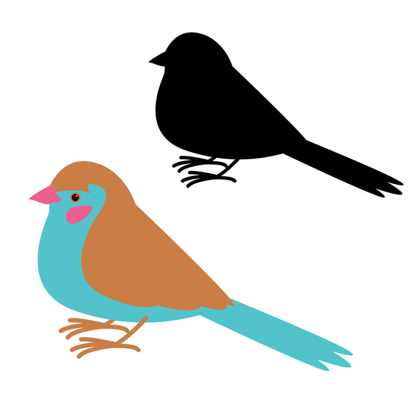 bird red - cheeked cordon,vector illustration, silhouette - Vector, Image