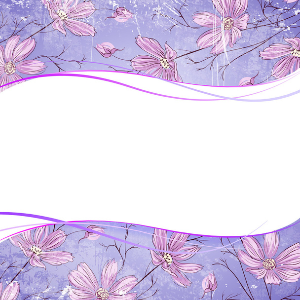 Flor azul sobre fondo violeta
 - Vector, imagen