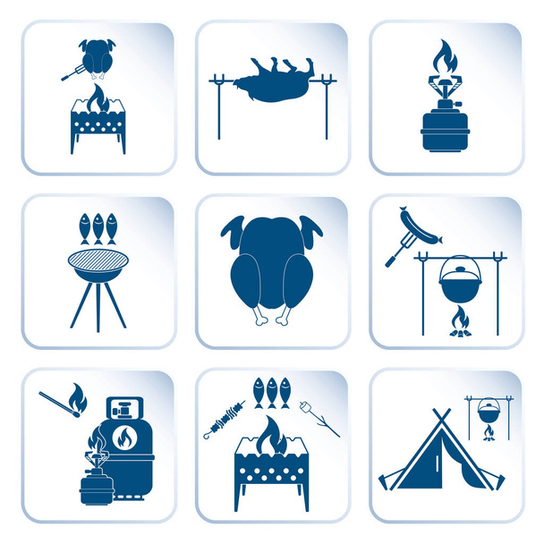 Ensemble d'icônes d'équipement de voyage et de camping
 - Vecteur, image