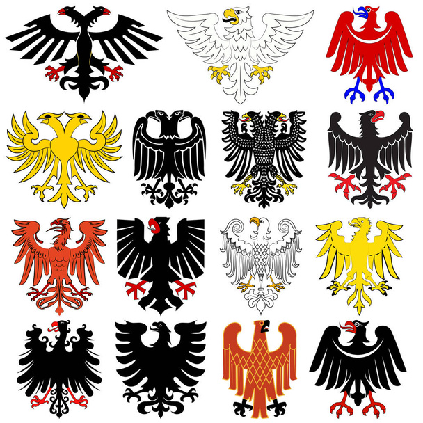 Zestaw heraldyczne niemieckie orły - Wektor, obraz