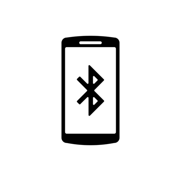 Czarny smartfon z ikoną symbolu Bluetooth na białym tle. Ilustracja wektorowa - Wektor, obraz