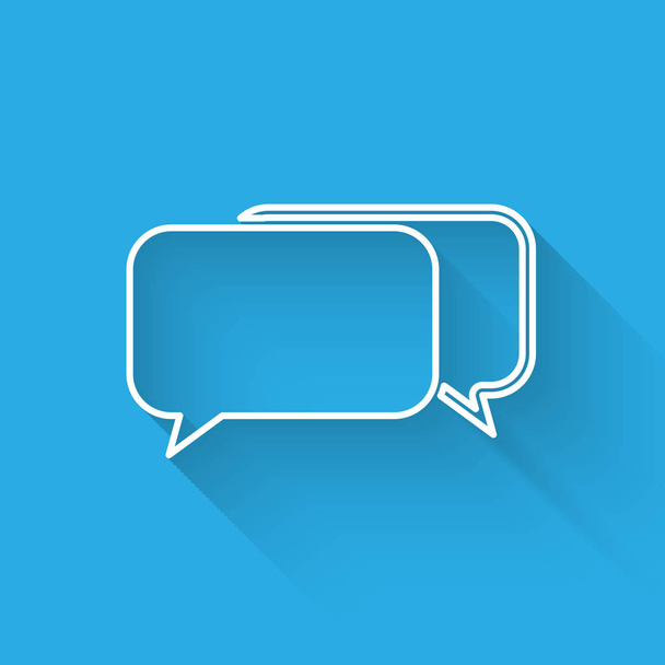 Icono de chat blanco aislado con sombra larga. Símbolo de burbujas de habla. Ilustración vectorial
 - Vector, imagen