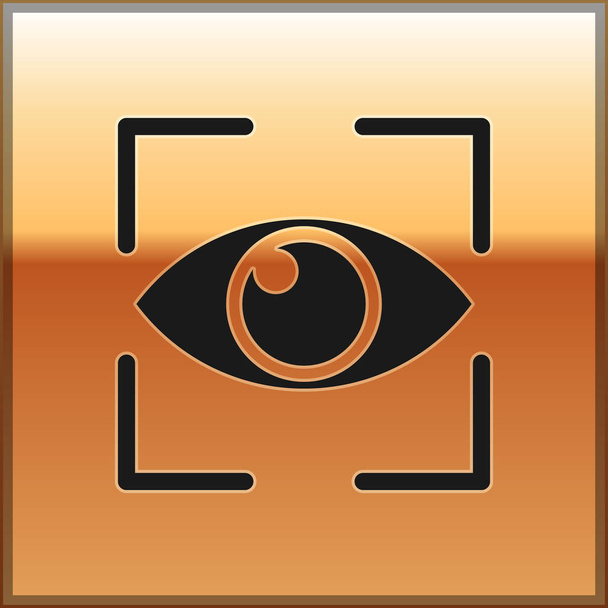 Icono de escaneo Black Eye aislado sobre fondo dorado. Ojo escáner. Comprobación de seguridad. Signo cibernético. Ilustración vectorial
 - Vector, Imagen
