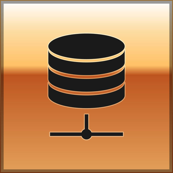 Black Server, Data, Web Hosting icon isolated on gold background. Vector Illustration - Vector, Image