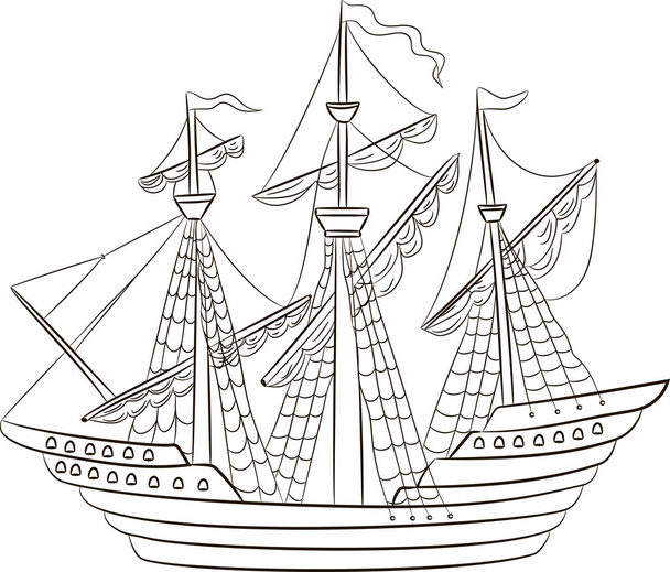 Vector Illustration of a sailing ship - Vector, Image