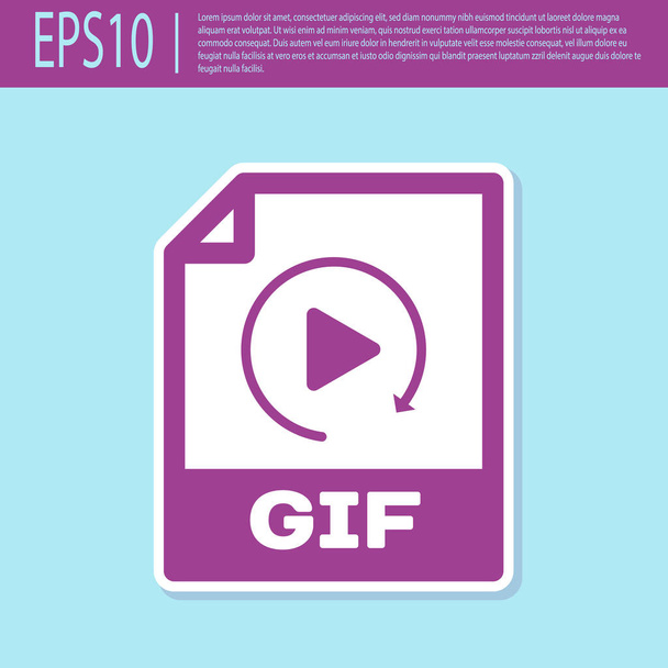 Ícone de documento de arquivo GIF roxo retro. Baixar ícone de botão gif isolado no fundo turquesa. Símbolo de ficheiro GIF. Ilustração vetorial
 - Vetor, Imagem