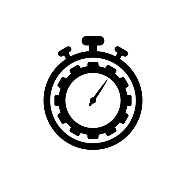 Černá ikona správy času je izolována. Hodinový a převodový znak. Symbol produktivity. Vektorová ilustrace - Vektor, obrázek