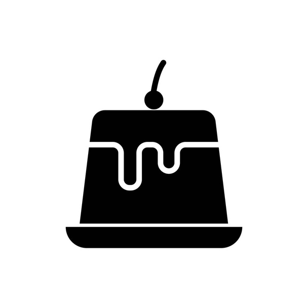Siyah Puding muhallebi karamel sır simgesi beyaz arka plan üzerinde izole ile. Vektör İllüstrasyonu - Vektör, Görsel