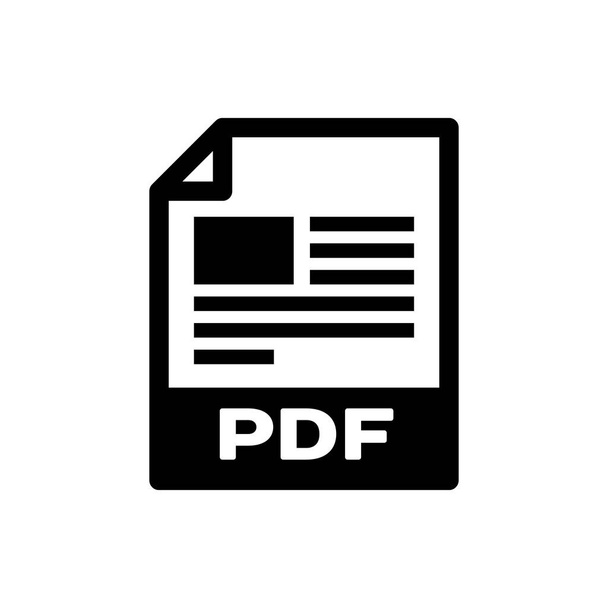 Ikona dokumentu souboru černého PDF. Ikona tlačítka Stáhnout PDF je izolovaná. Symbol souboru PDF. Vektorová ilustrace - Vektor, obrázek