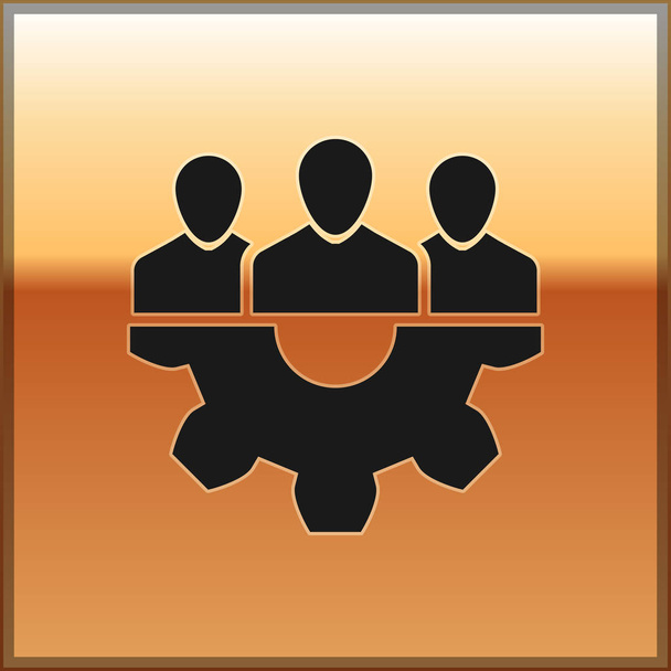 Black Project team base icon isolated on gold background. Business analysis and planning, consulting, team work, project management. Developers. Vector Illustration - Vector, Image