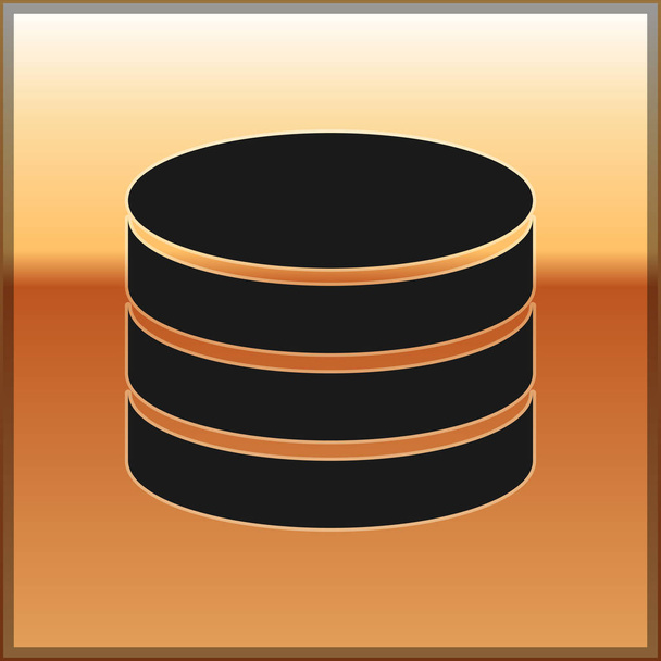 Black Database icon isolated on gold background. Network databases, disc with progress bar. Backup concept. Vector Illustration - Vector, Image