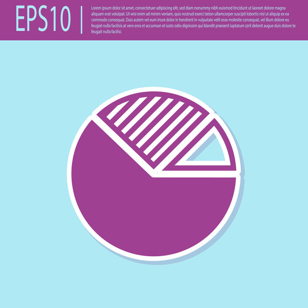 Инфографический значок Retro purple Pie, выделенный на бирюзовом фоне. Знак диаграммы. Плоский дизайн. Векторная миграция
 - Вектор,изображение