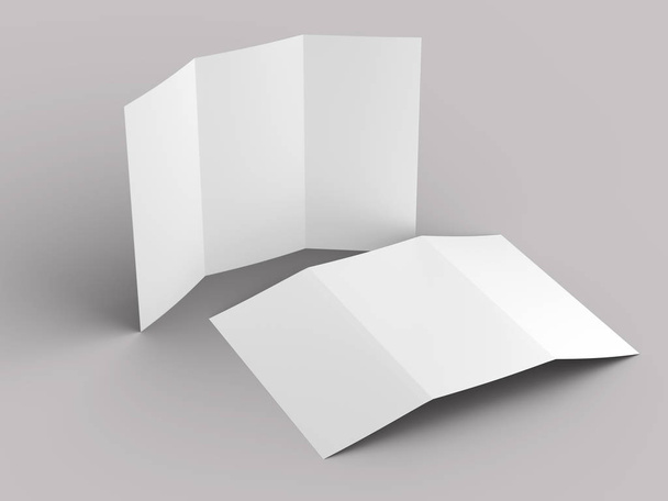 offene dreifache Broschüre im Format a4 mockup.3d illustration - Foto, Bild