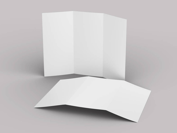 Folheto triplo aberto em formato A4 mockup.3d illustartion
 - Foto, Imagem