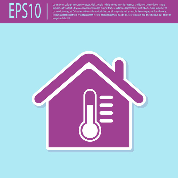 Rétro violet Icône de température de la maison isolé sur fond turquoise. Icône du thermomètre. Illustration vectorielle
 - Vecteur, image