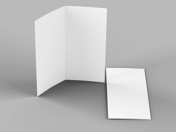 Faltblatt im dl-Format öffnen - mock up - 3D-Illustration  - Foto, Bild