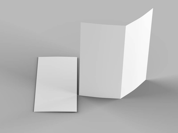 Opengevouwen folder in DL formaat-mock up-3D illustartion  - Foto, afbeelding