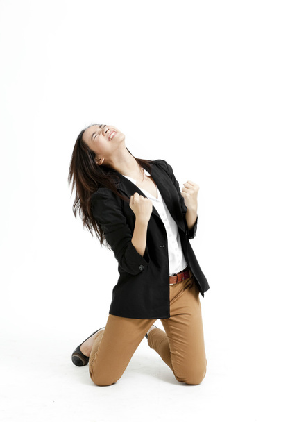 Successful young business woman happy for her success. - Foto, imagen