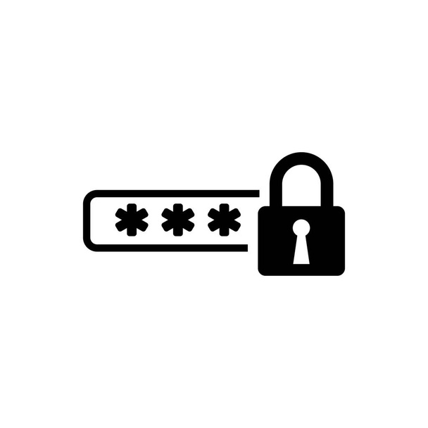 Ochrana černého hesla a ikona bezpečnostního přístupu jsou izolované. Ikona zámku. Bezpečnost, bezpečnost, ochrana, koncepce ochrany osobních údajů. Vektorová ilustrace - Vektor, obrázek