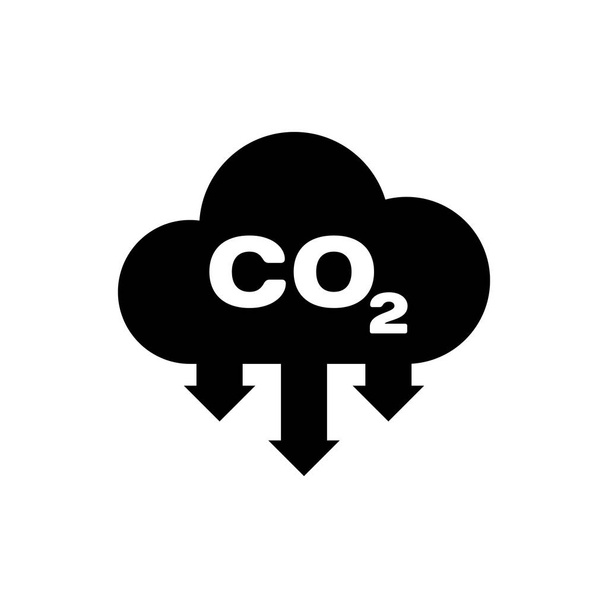schwarze CO2-Emissionen in Wolkensymbolen isoliert. Kohlendioxid-Formel-Symbol, Smog-Verschmutzungskonzept, Umweltkonzept. Vektorillustration - Vektor, Bild